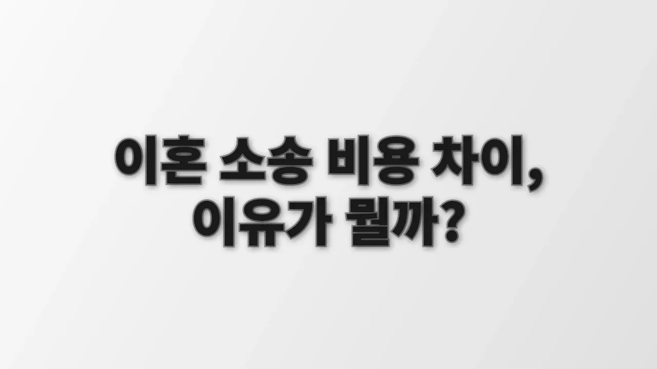 이혼 소송 비용 차이, 이유가 뭘까?